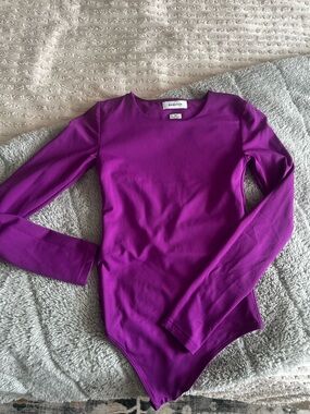 Babaton Vibrant Fuchsia Long Sleeve Crew Bodysuit